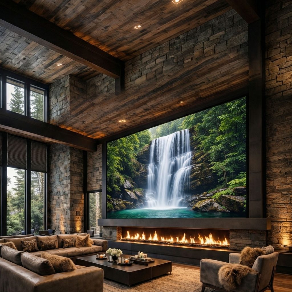 Video Wall Images above fireplace